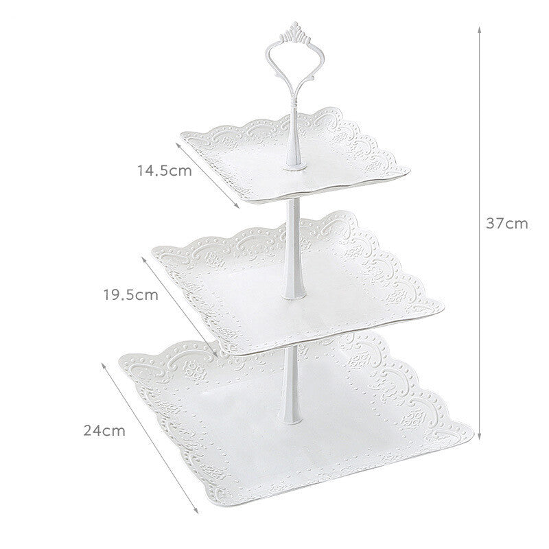 3 Pack 3 Tier Cake Stand – White Plastic Cupcake and Dessert Display for Weddings, Parties and Afternoon Tea