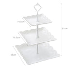 3 Pack 3 Tier Cake Stand – White Plastic Cupcake and Dessert Display for Weddings, Parties and Afternoon Tea