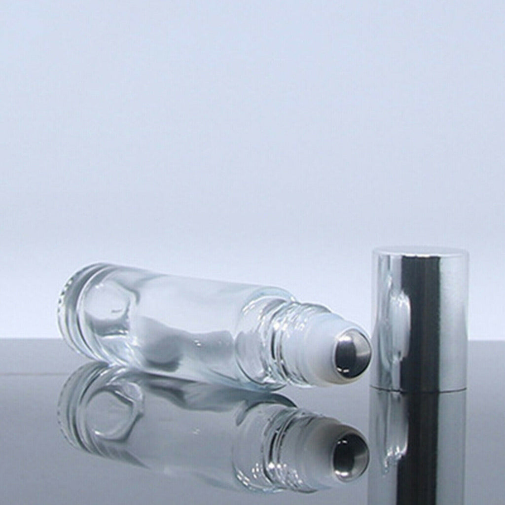 12PCS 10ml Clear Glass Roll On Bottles Set - Essential Oil Roller Bottles with Brush Funnel and Labels