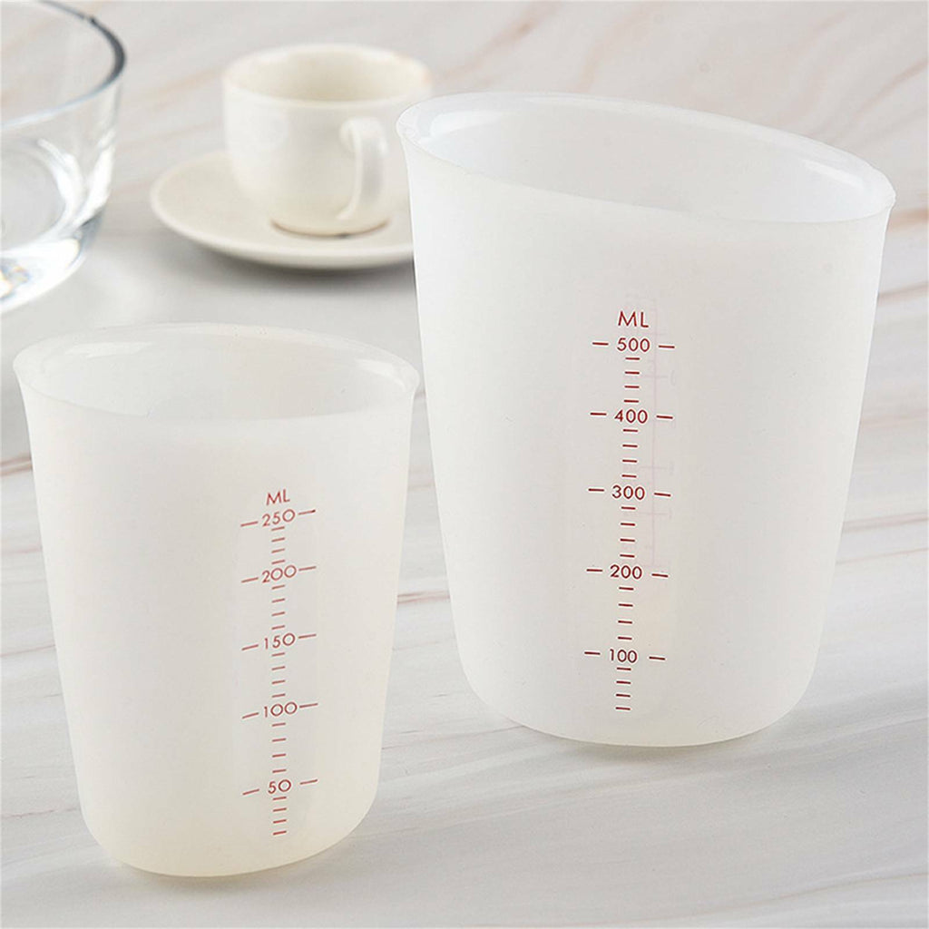 2pcs Silicone Measuring Cups 250ml/500ml | Reusable Resin Mixing Cup for DIY Craft & Jewelry