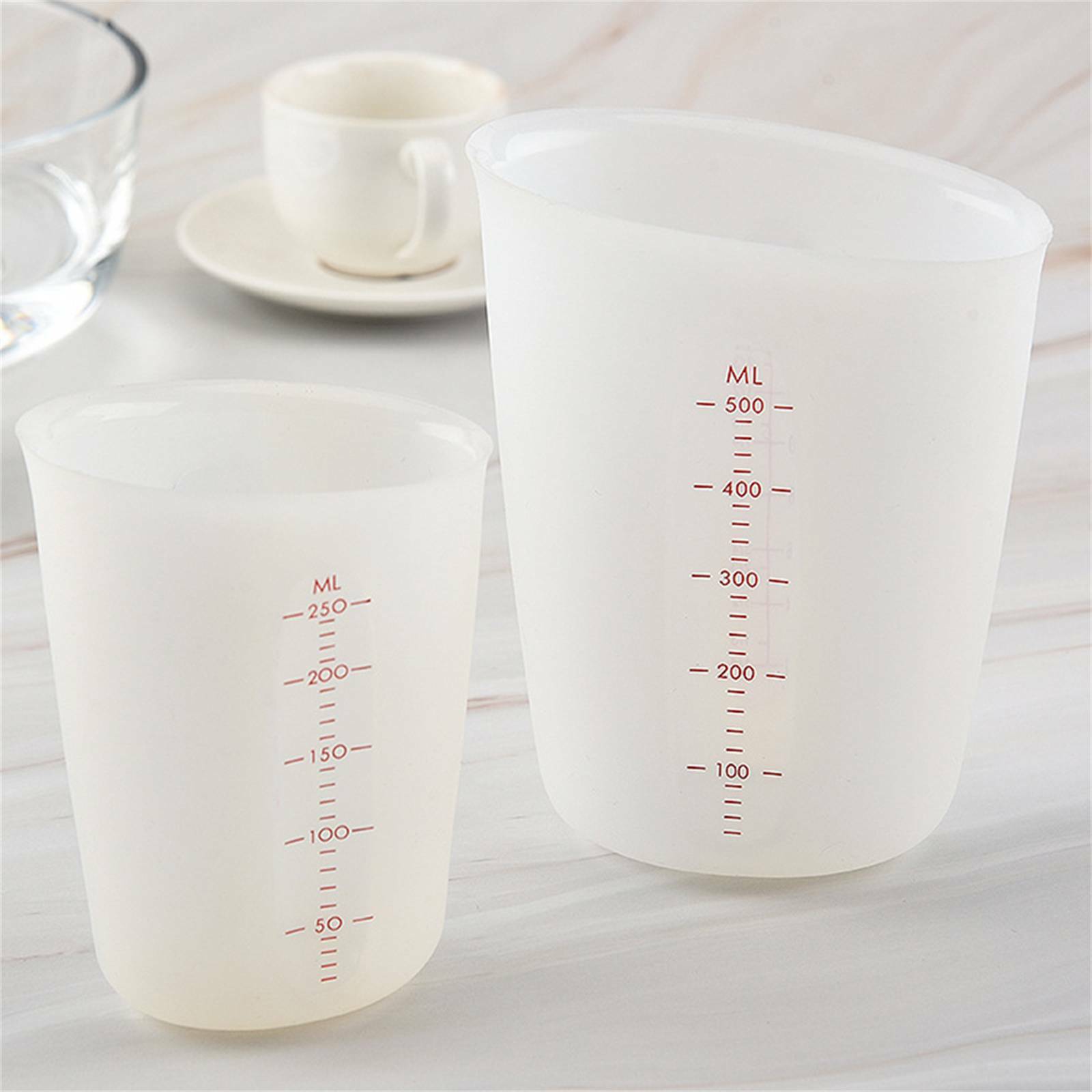 2pcs Silicone Measuring Cups 250ml/500ml | Reusable Resin Mixing Cup for DIY Craft & Jewelry