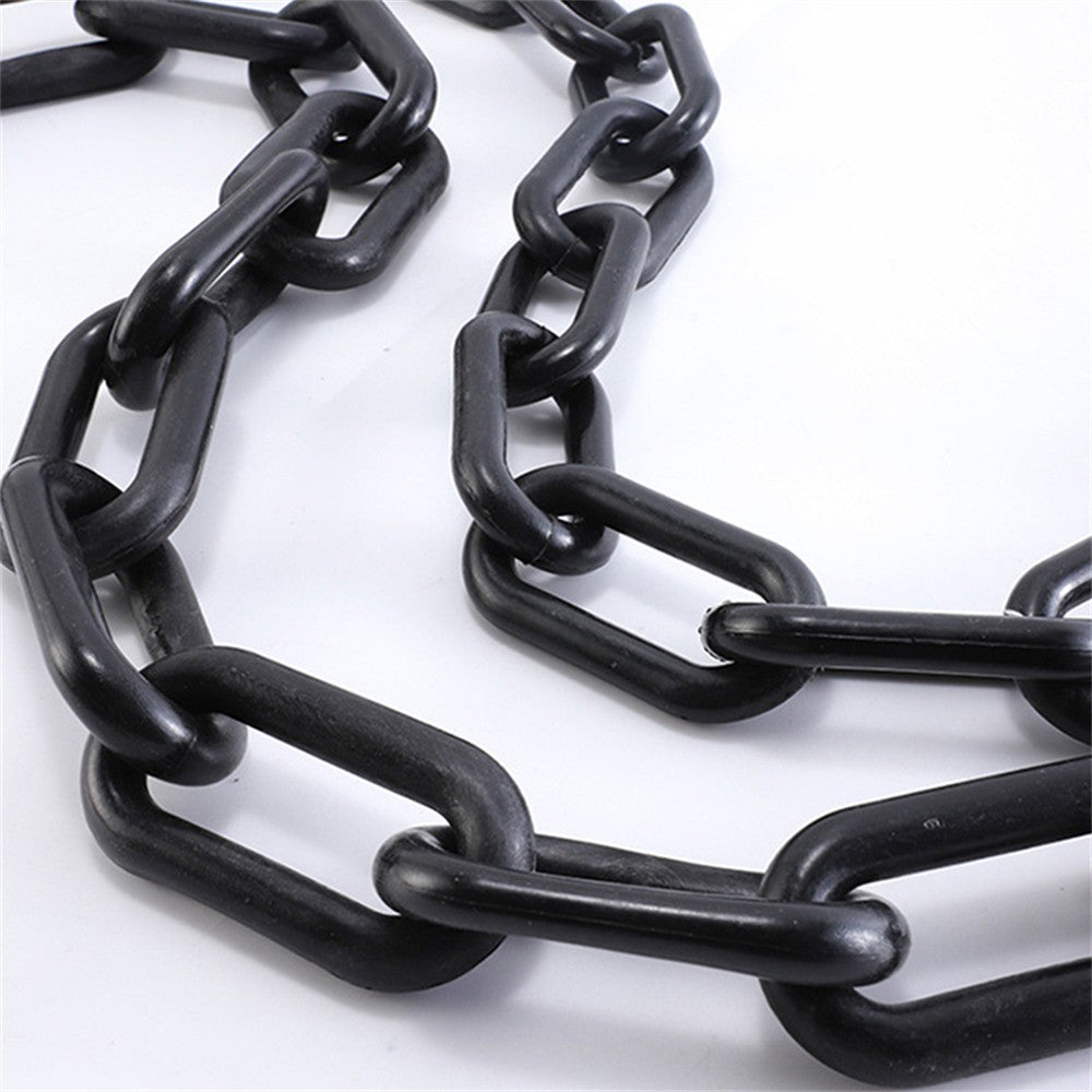 6M Plastic Safety Warning Chain – Black and White Barrier Chain 8mm for Traffic Control and Hazard Areas