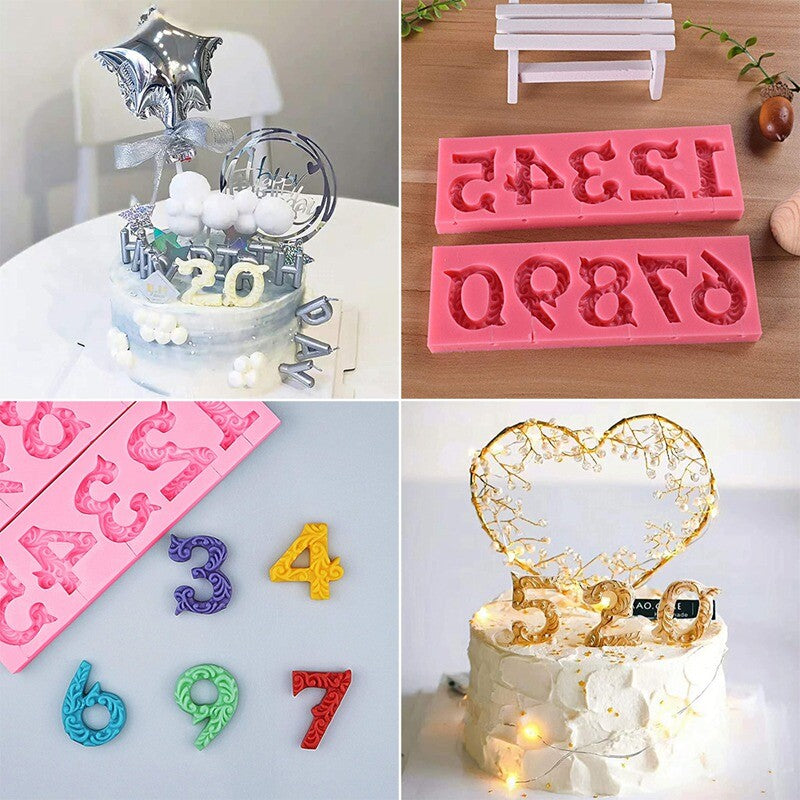 4PCS Number Silicone Fondant Mold Set – Cake Decorating Chocolate Sugarcraft Mould (0–9)