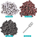 210pcs Nail Drill Sanding Bands Set | 80/120/180 Grit Nail File Bits with Storage Box