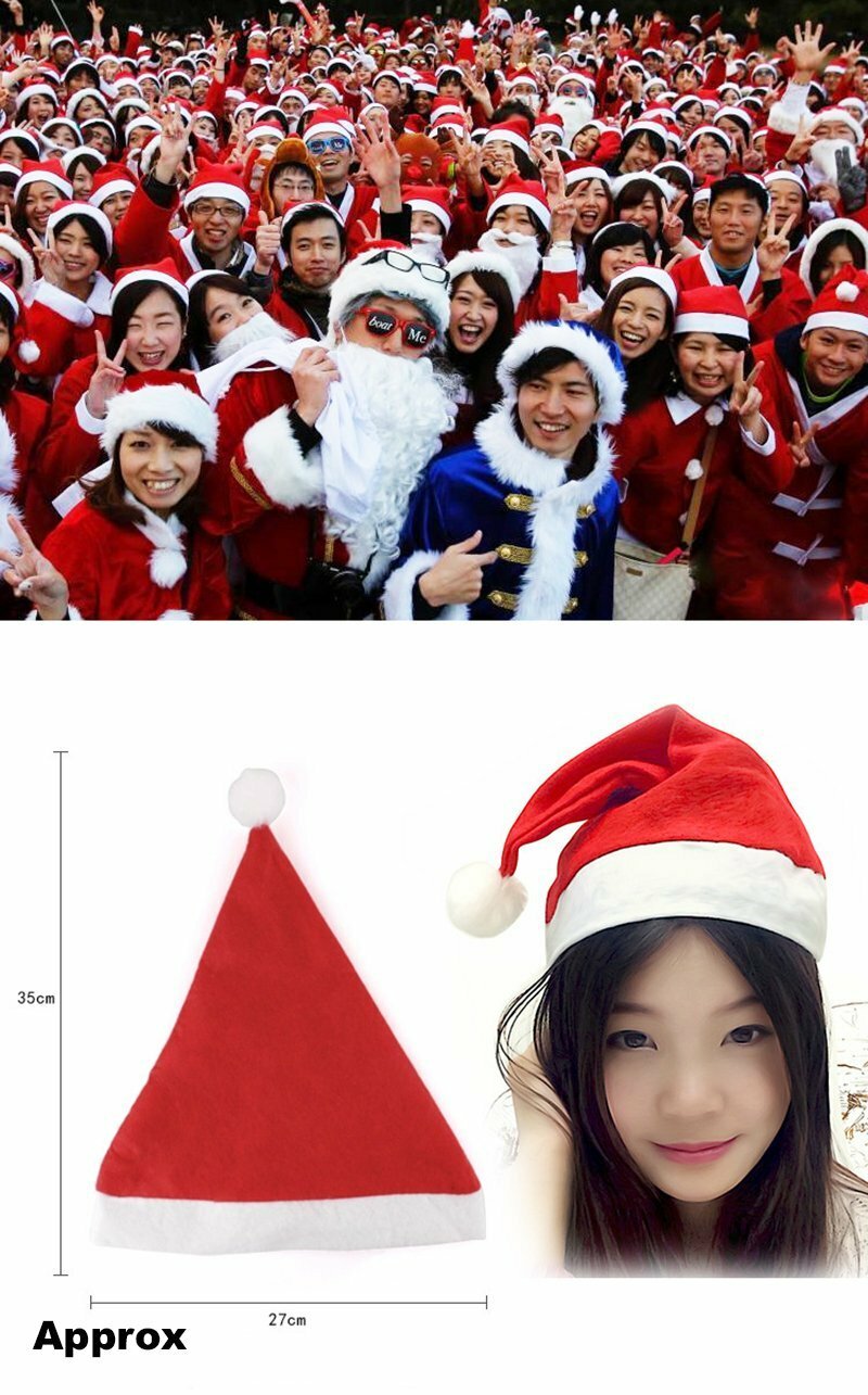 Red and white festive hats full set view