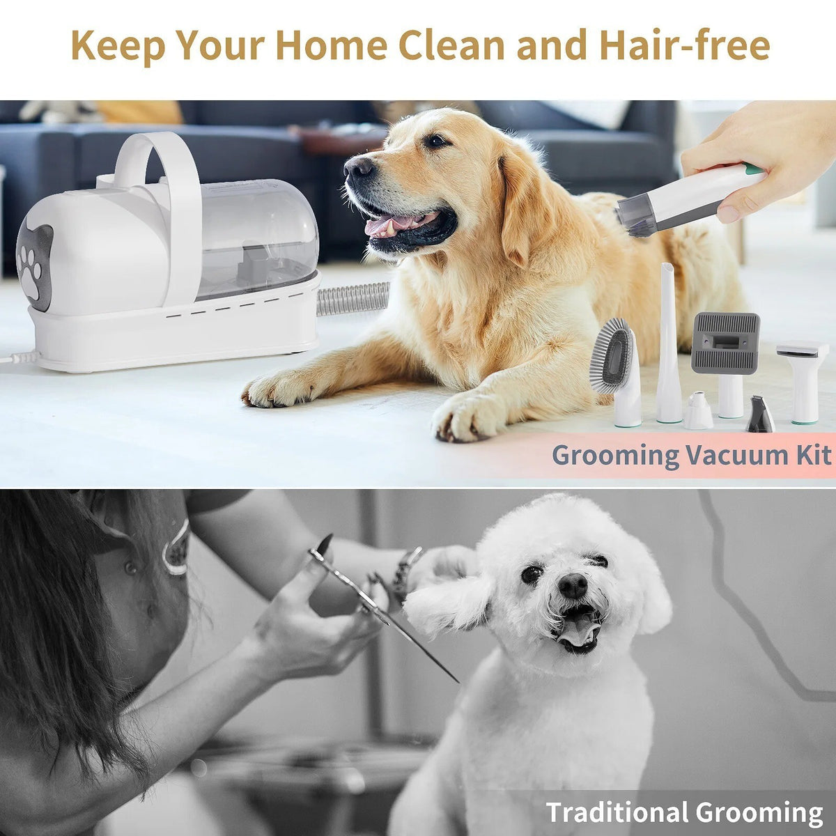 7 IN 1 Pet Grooming Kit Cat Dog Hair Vacuum Remover Dryer Nail Trimmer Low Noise
