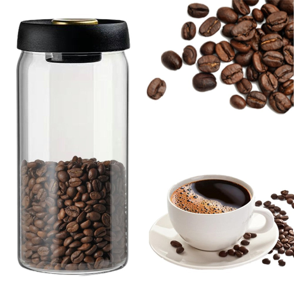 Vacuum Glass Coffee Bean Storage Jar – Airtight Sealed Container 900ml / 1800ml