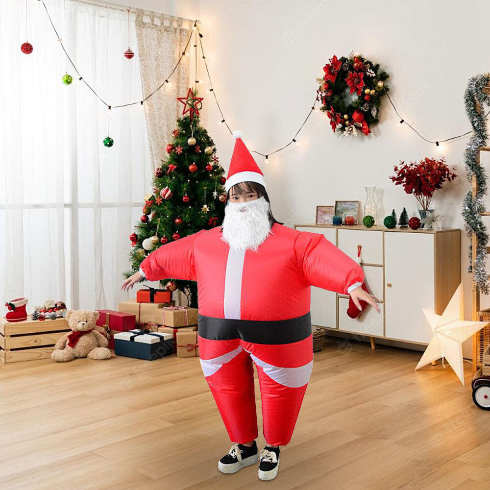 Inflatable Santa Claus Costume Christmas Suit, Funny Props Outfit Xmas OD