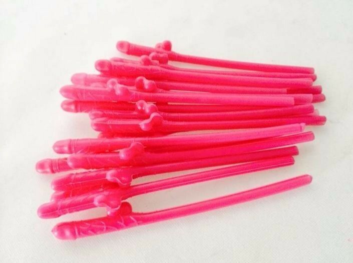 10/20/30 Hens Night Novelty Party Straws Mix Colours Nude Pink Bachelorette Drink Straws
