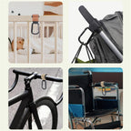 2PCS Metal Pram Hooks - PU Stroller Bag Hangers for Diaper Bags & Shopping Bags