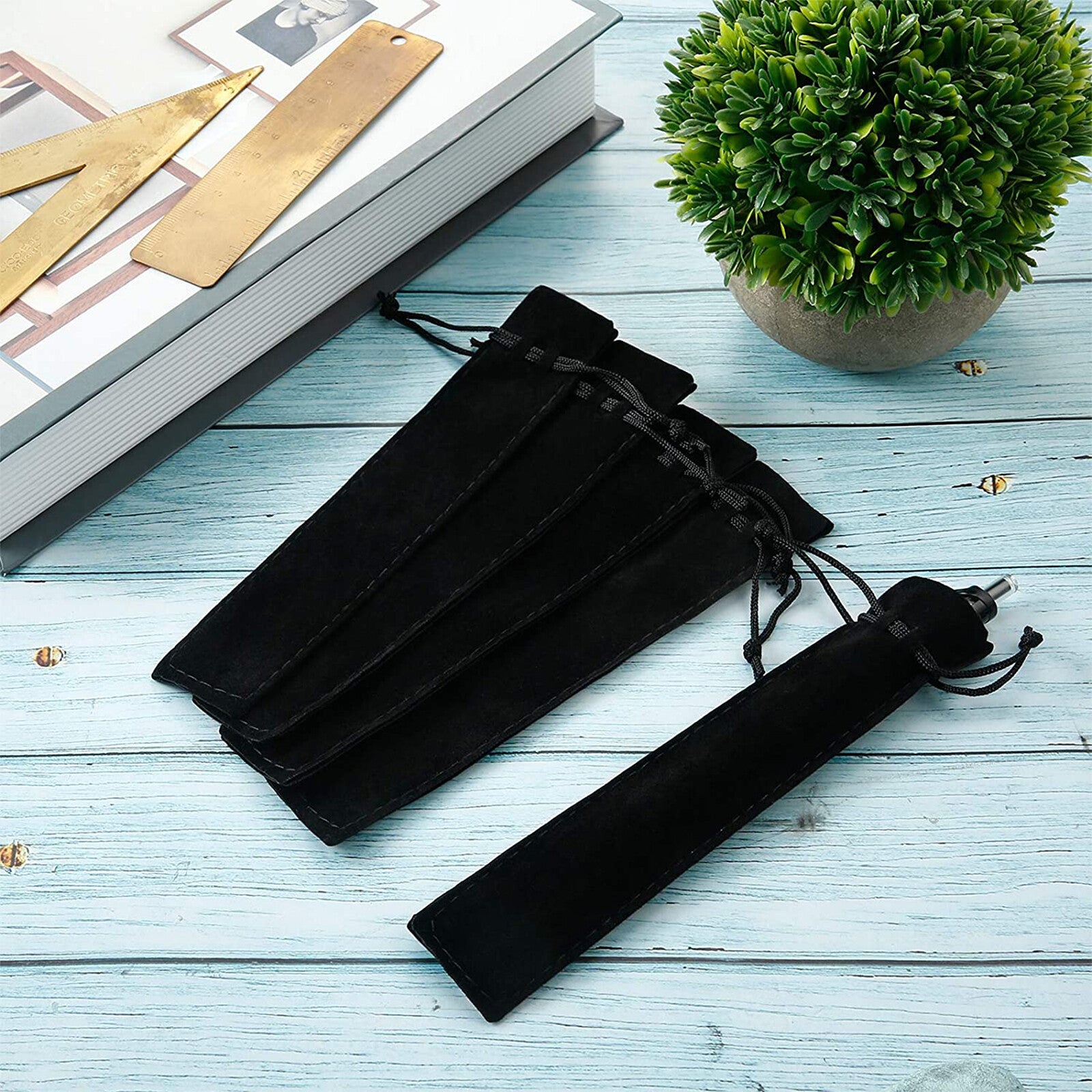 100PCS Velvet Pen Pouch Drawstring Pen Gift Bag Single Pen Packaging Case
