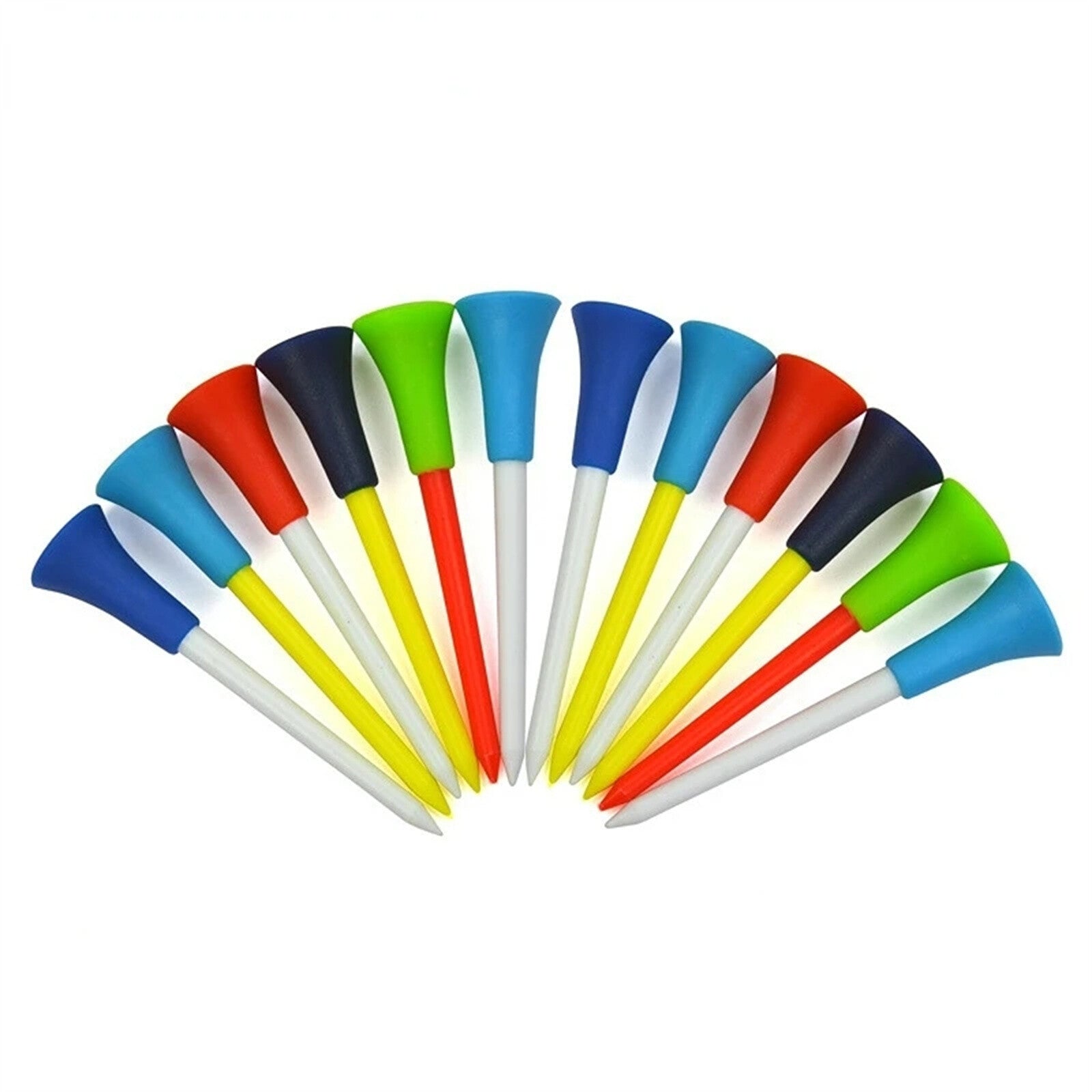 60 Pack 83mm Golf Tees with Rubber Cushion Top – Multi Color Durable Plastic Golf Tees