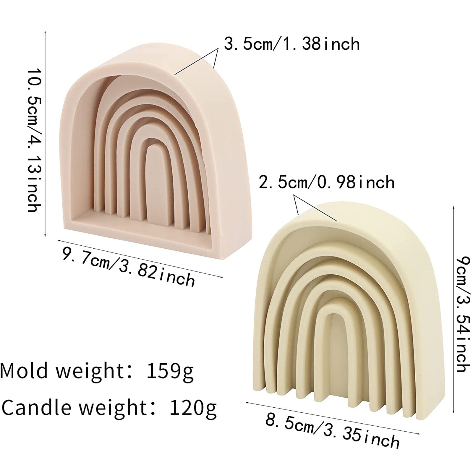 2pcs 3D Rainbow Bridge Silicone Mold | DIY Candle Soap Resin Gypsum Baking Mould