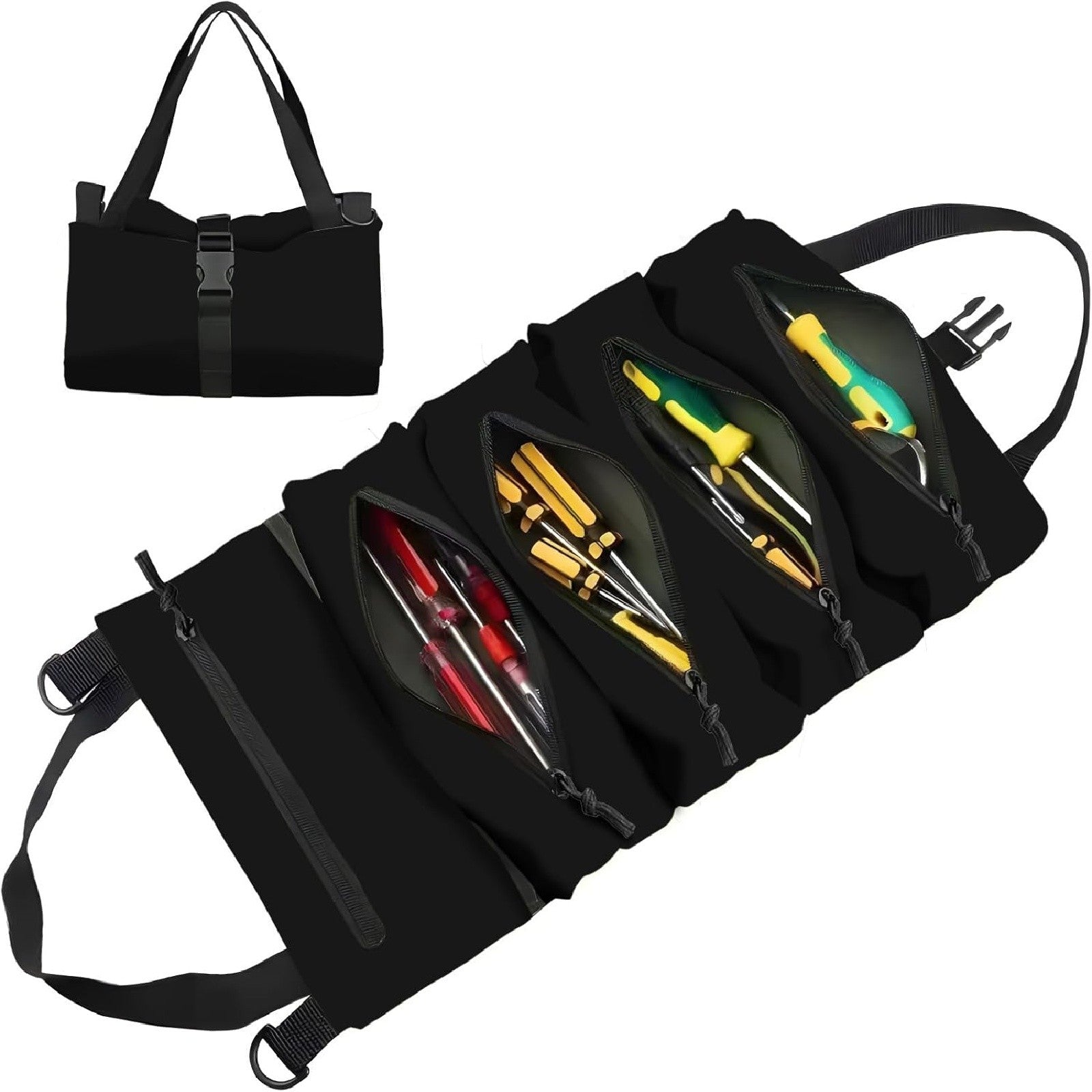 2pcs Roll Up Tool Bag Organizer – Multi-Pocket Wrench Pouch Portable Hanging Tool Storage (47×28cm)