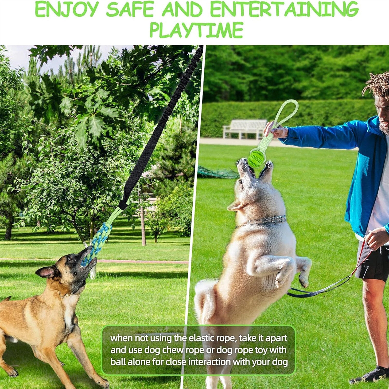 2 Set Interactive Dog Tug Toy Rope – Hanging Bungee Pull Toy for Indoor and Outdoor Play
