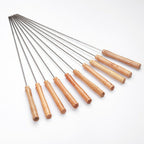 120pcs Stainless Steel BBQ Skewers 31cm | Flat Metal Kebab Sticks with Wooden Handle