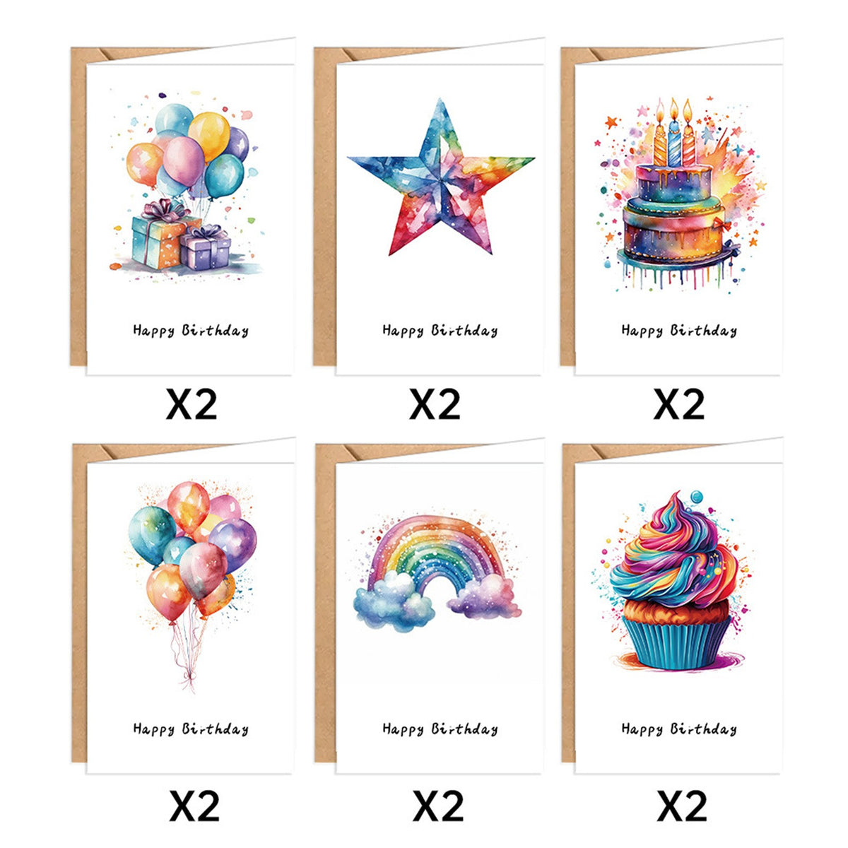 Birthday Greeting Cards Set With Envelopes Colorful DIY Birthday Wish Cards AU