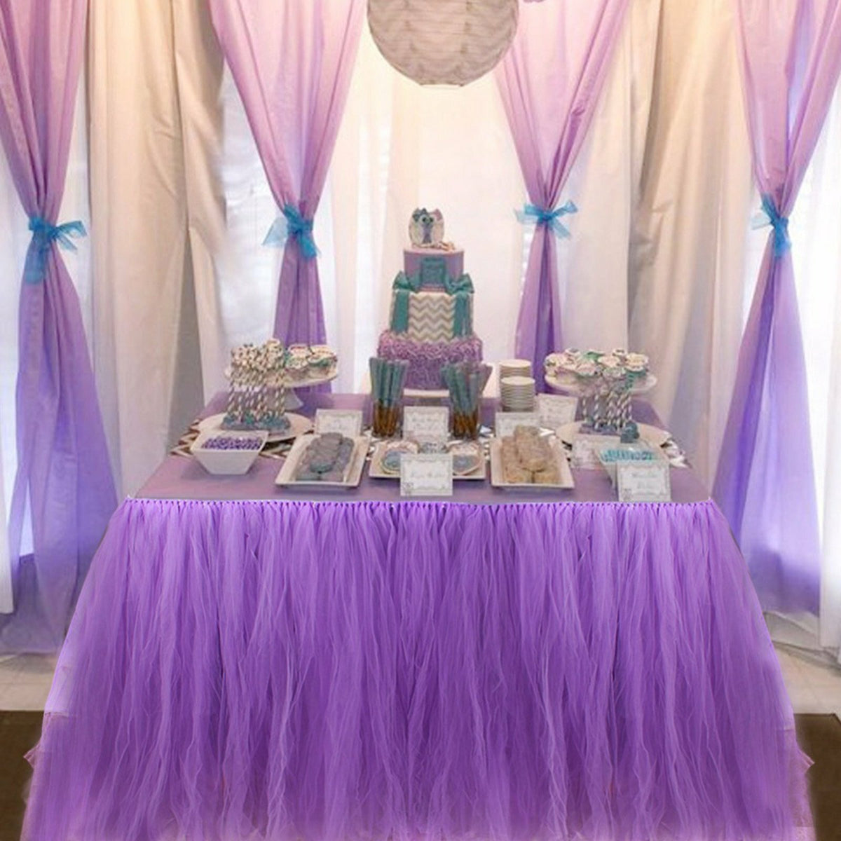 Baby pink tulle table skirt for baby showers