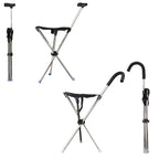 Foldable Walking Cane Chair Adjustable Portable Seat Stool Lightweight Mobility Aid