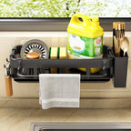 Kitchen Sink Caddy Organizer with Sponge Soap Brush Holder – Countertop Storage Rack with Hooks