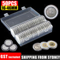 50 coin capsules 16–46mm with storage box