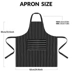 3PCS Striped Kitchen Apron with 2 Pockets – Unisex Chef Cooking BBQ Apron Washable