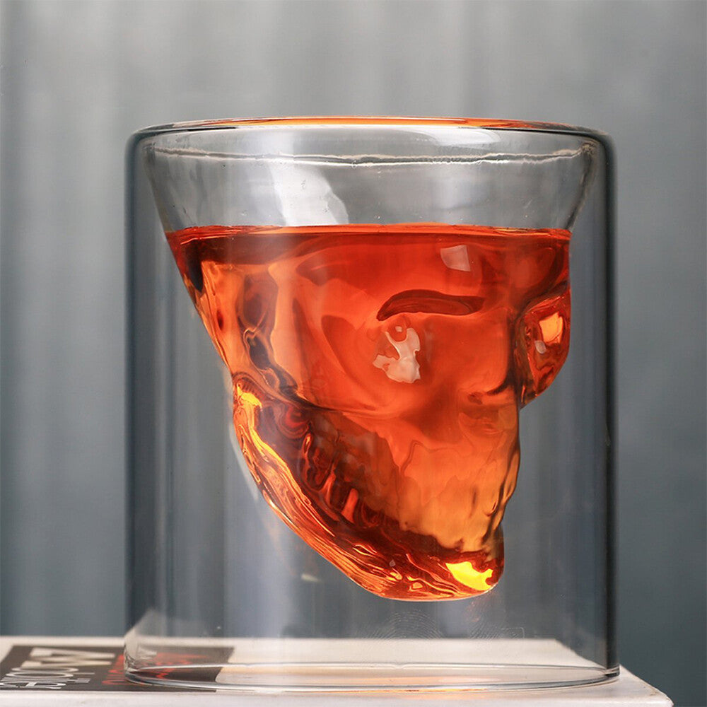 8PCS Crystal Skull Shot Glass Set 75ml – Clear Glass Vodka Whiskey Liquor Cups