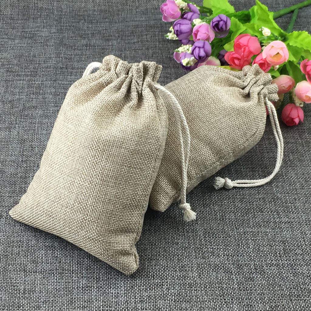 30PCS Natural Linen Drawstring Pouches - Burlap Jute Gift Bags for Jewellery, Wedding and Party Favours