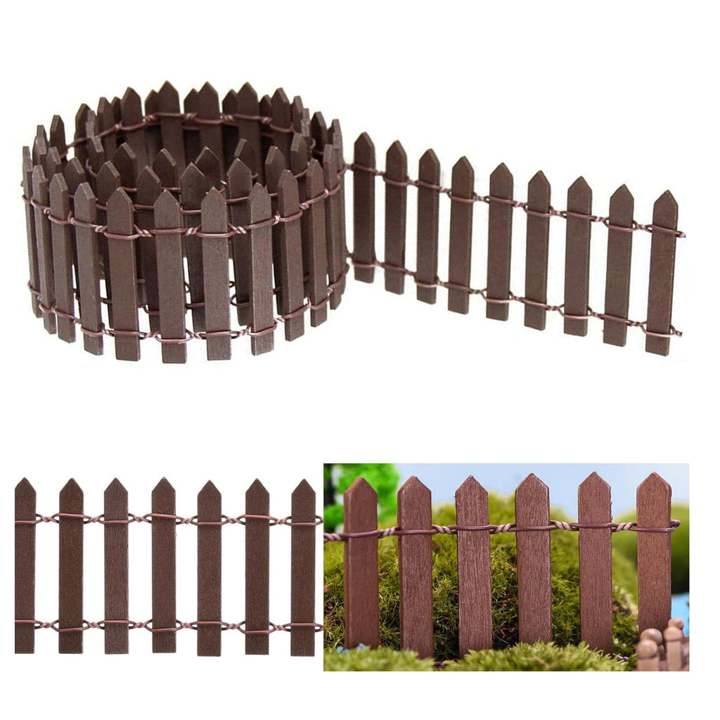 50PCS Mini Wooden Fence Fairy Garden Decor – Miniature Dollhouse Landscape Fence