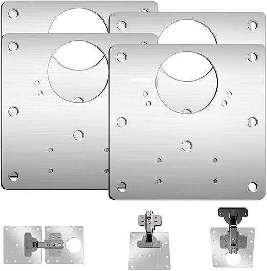 10 Set Kitchen Cabinet Door Hinge Repair Kit with Soft Close Hinges and Fixing Plates