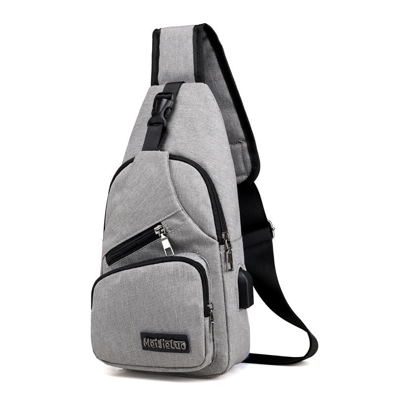 Men’s Sling Chest Bag with USB Charging Port – Crossbody Shoulder Backpack for Travel and Outdoor Use