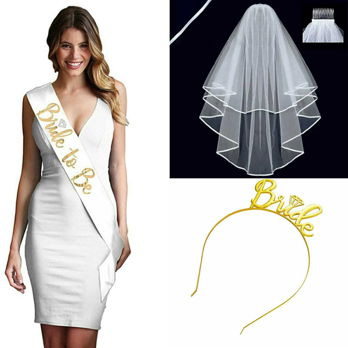 Two tier bridal veil with attached comb