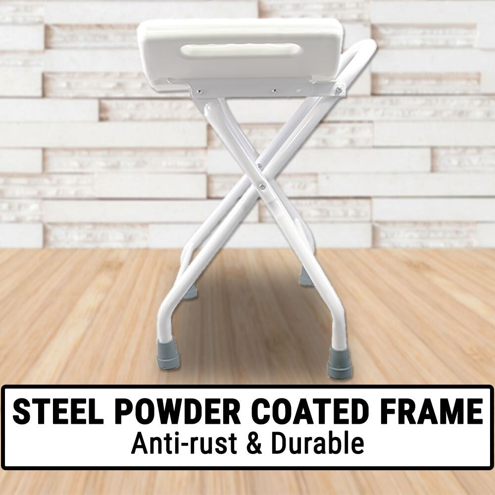 Foldable Steel Shower Chair with Handle | Anti-Slip Bath Stool for Elderly & Disabled | Portable Bathroom Safety Seat