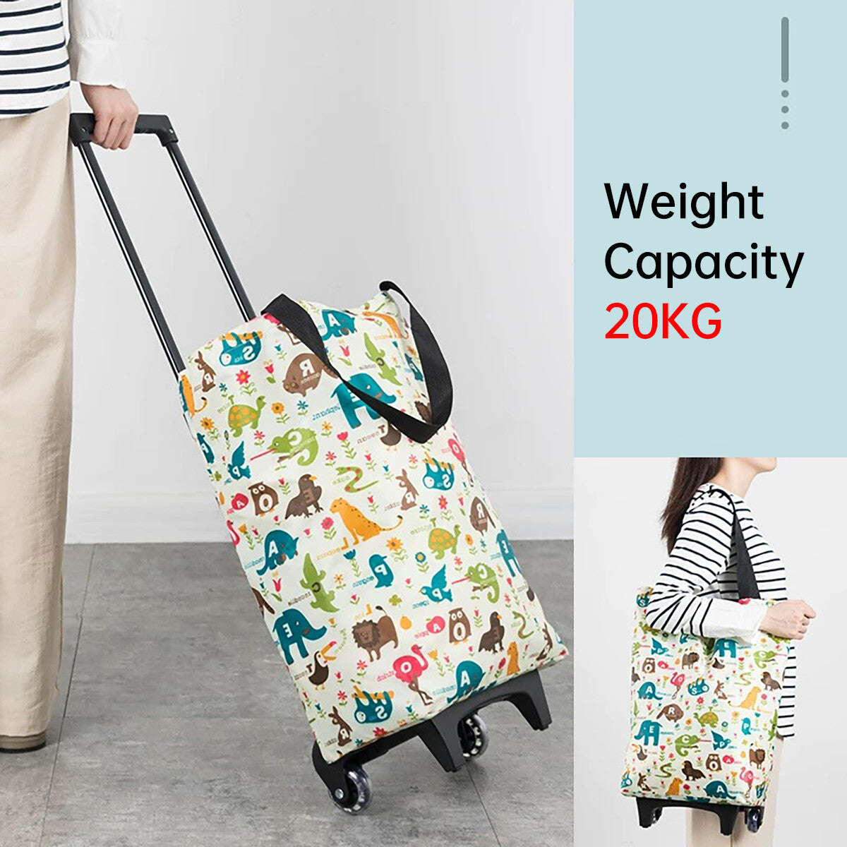 Foldable Shopping Trolley Cart with Wheels Aluminium Grocery Bag Retractable Handle