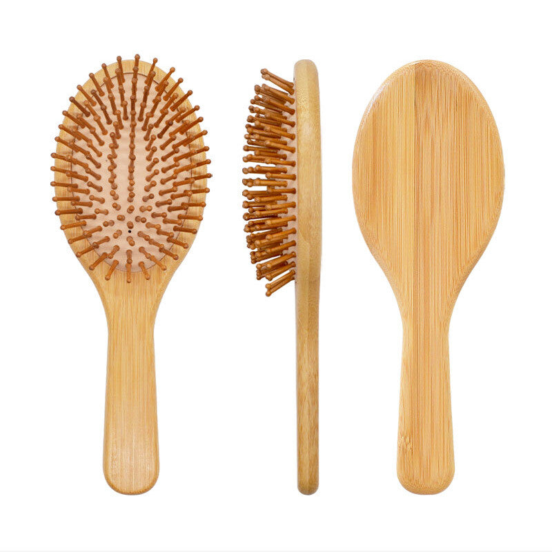 2 Pack Bamboo Hair Brush Air Cushion Comb – Wooden Scalp Massage Detangling Brush for All Hair Types
