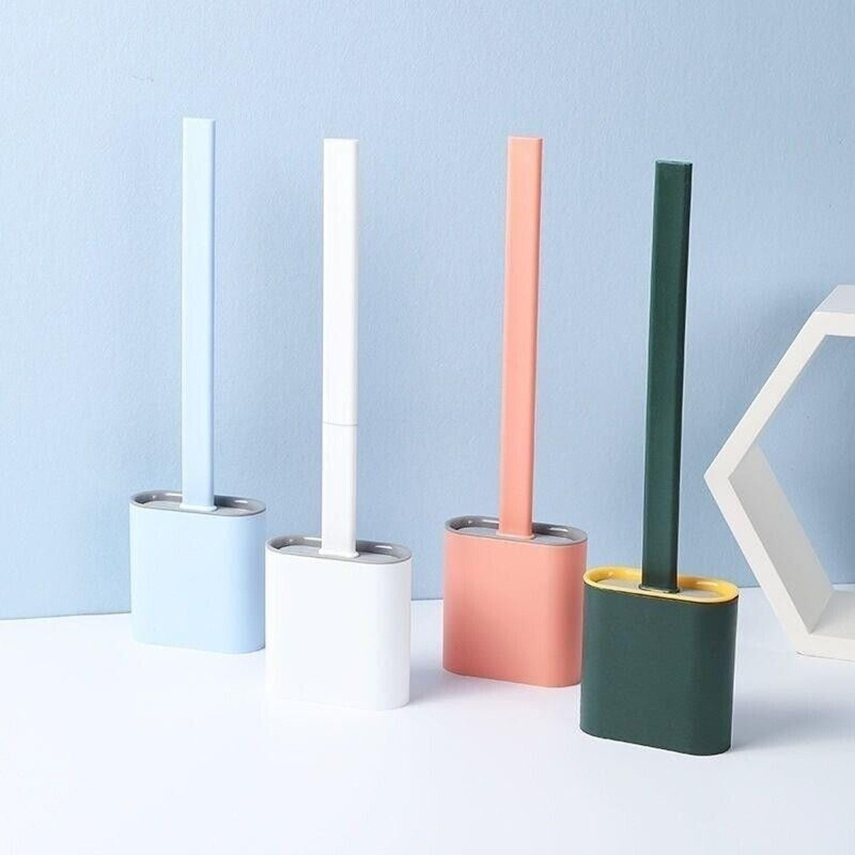 Silicone Toilet Brush with Holder – Hygienic Bathroom Cleaning Brush Set