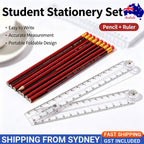 Wooden Writing Pencils And Foldable Straight Ruler Kit For School Daily‑use