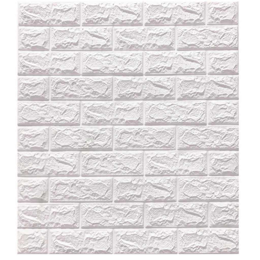 40 Pack 3D Brick Wall Stickers | Self Adhesive Foam Wallpaper Panels Waterproof White Wall Decor