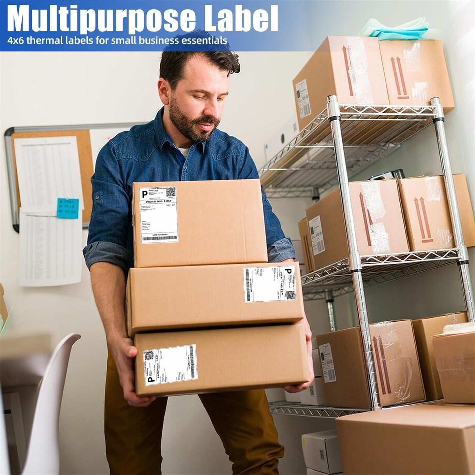 4x6 Thermal Direct Shipping Labels 500 Pack - Fan Fold 100x150mm White Sticker Labels