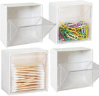 2-4PCS Wall Mounted Storage Box Cotton Swab Bathroom Organiser Holder White
