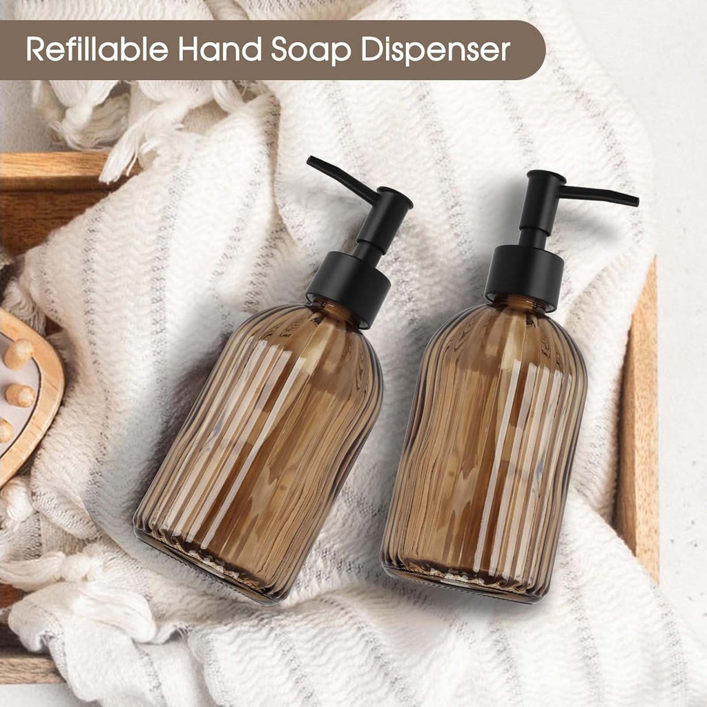 2PCS 400ml Clear Pump Bottles Refillable Soap Shampoo Conditioner Dispensers
