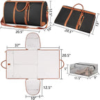 Foldable Travel Garment Duffle Bag - Large Capacity Lightweight Weekender Shoulder Bag Brown