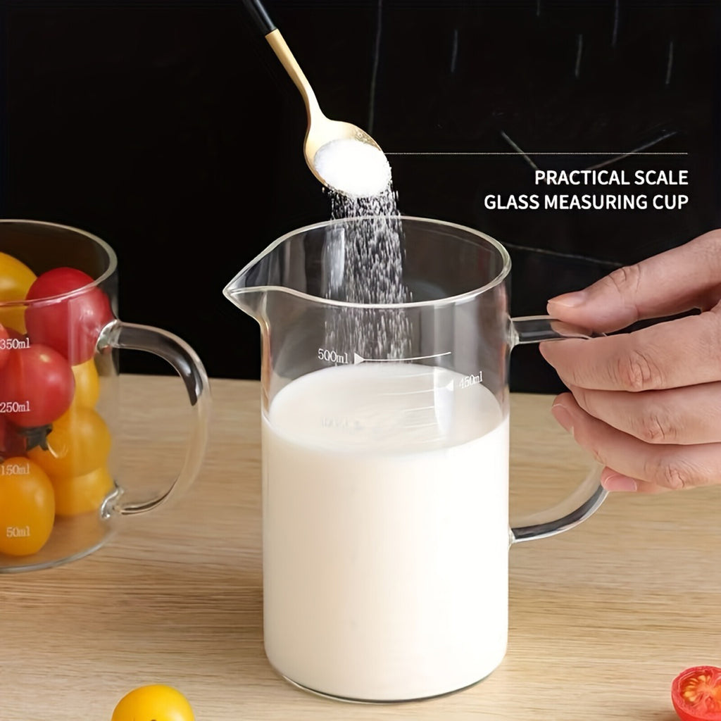 2PCS 500ml Glass Measuring Cups With Handle V-Shaped Spout Kitchen Liquid Beaker