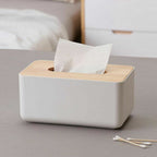 Wooden Tissue Box Cover - Modern Tissue Holder Napkin Dispenser Storage Organizer