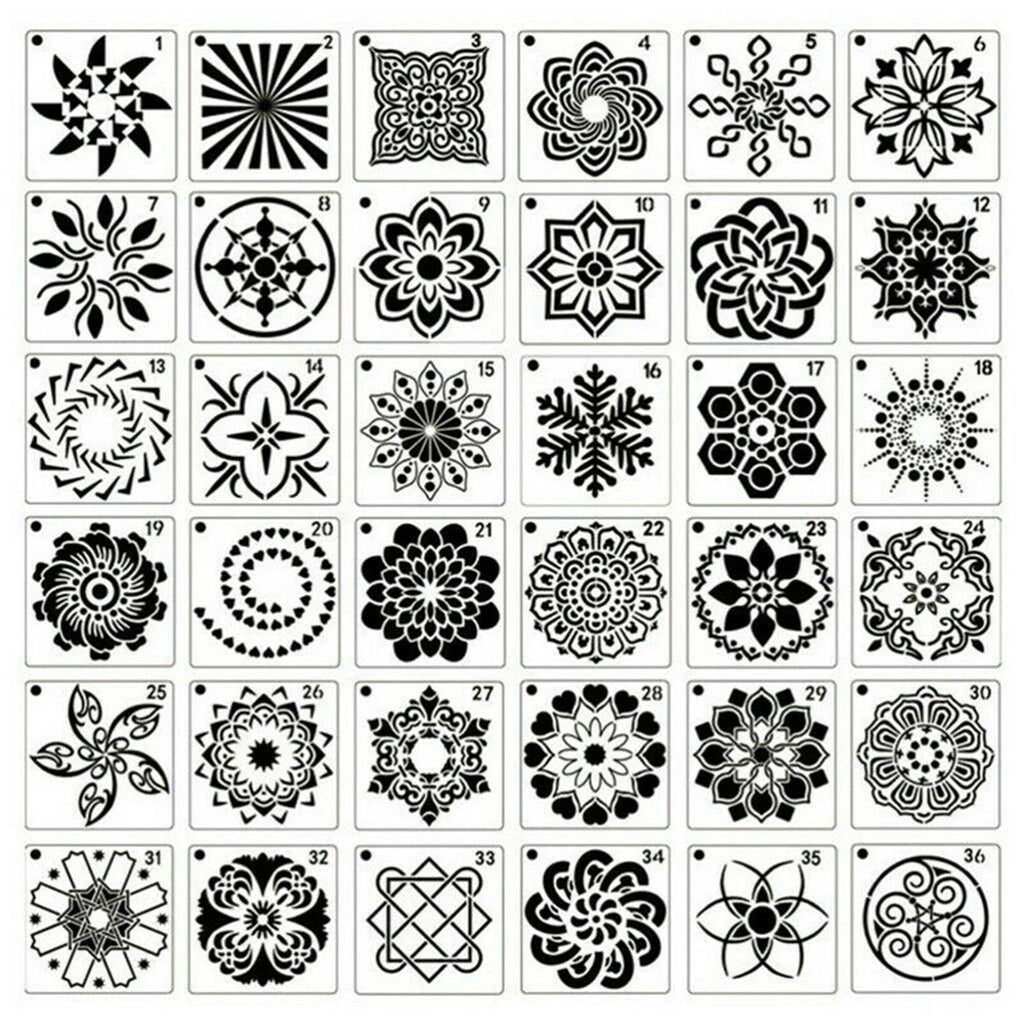 72PCS Mandala Painting Stencils DIY Drawing Templates Craft Scrapbooking Tool