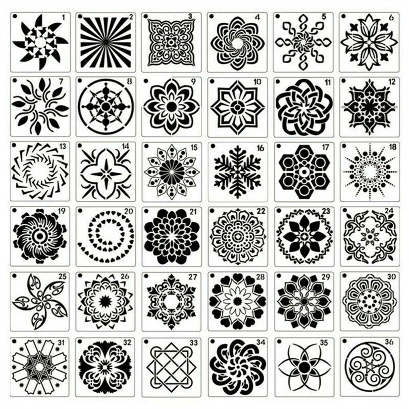 72PCS Mandala Painting Stencils DIY Drawing Templates Craft Scrapbooking Tool