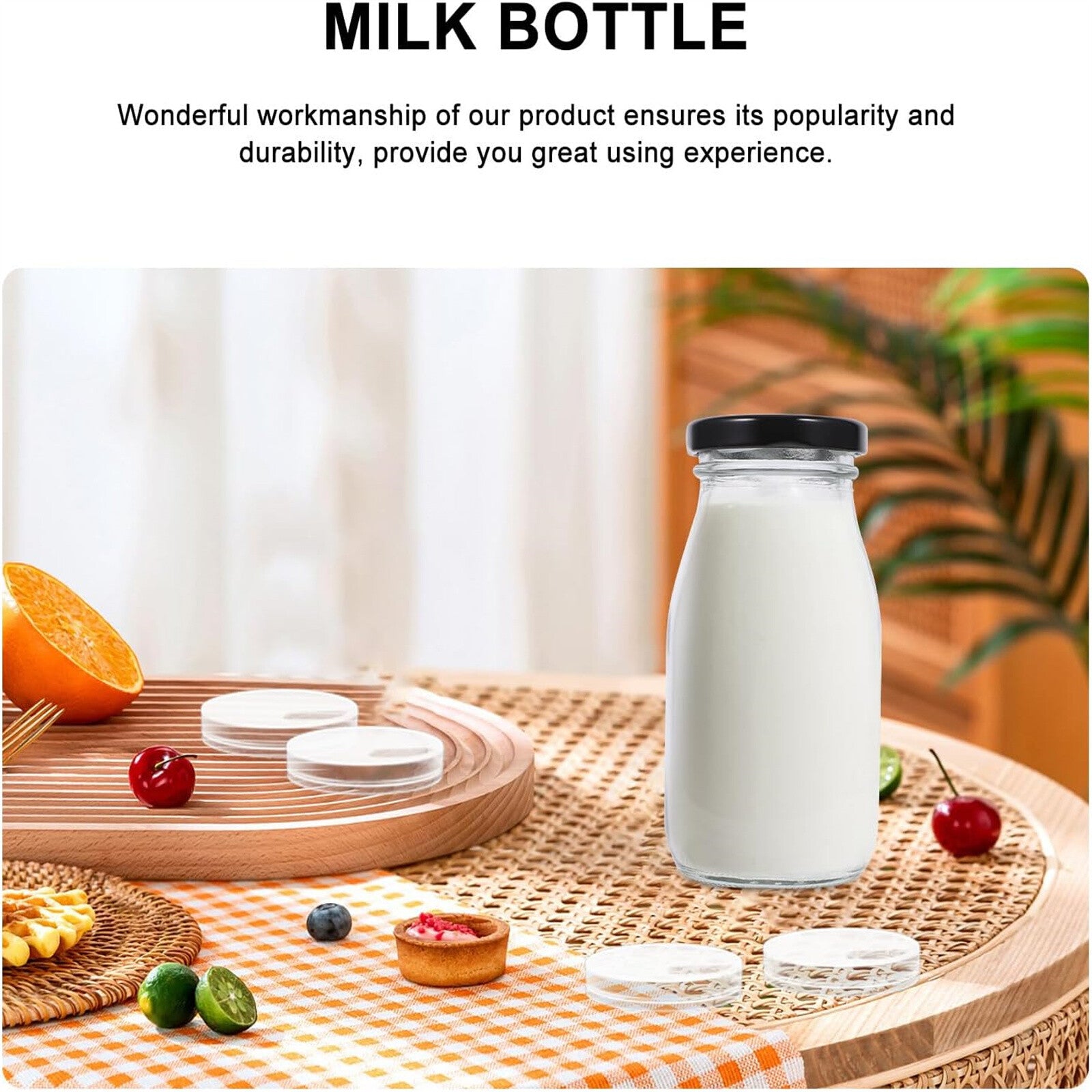 16pcs 300ml Glass Milk Bottles with Screw Lid | Reusable Juice & Beverage Containers