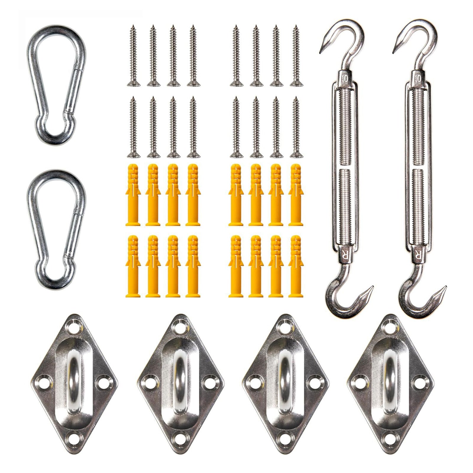 40pcs Stainless Steel Sun Shade Sail Hardware Kit | Wall Mount Fixing Accessories Set