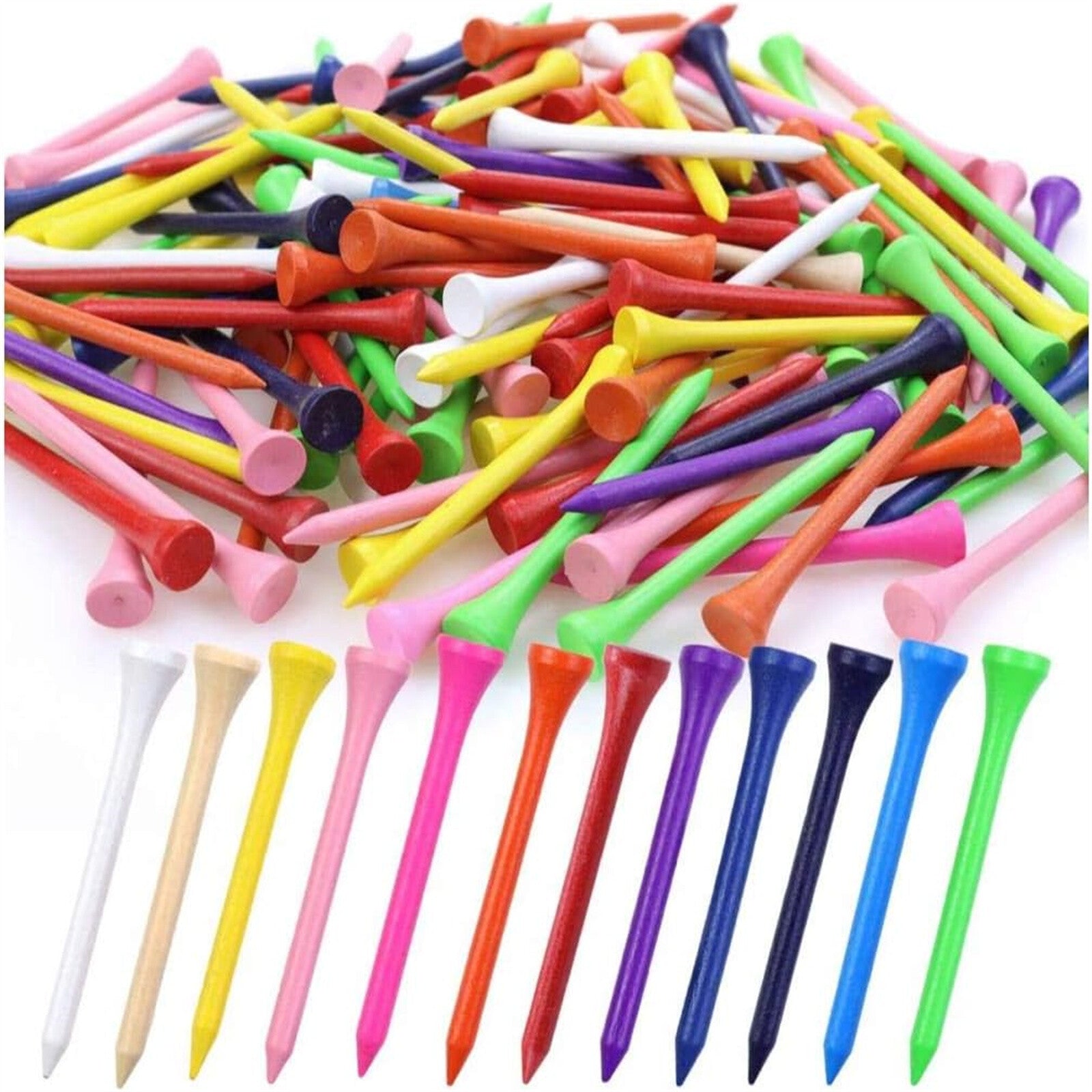 500PCS Multicoloured Wooden Golf Tees 54mm - Golf Tees for Men and Women