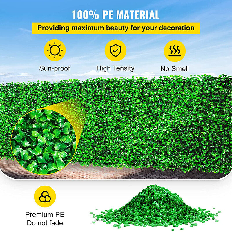 Artificial hedge panels made from PE leaves